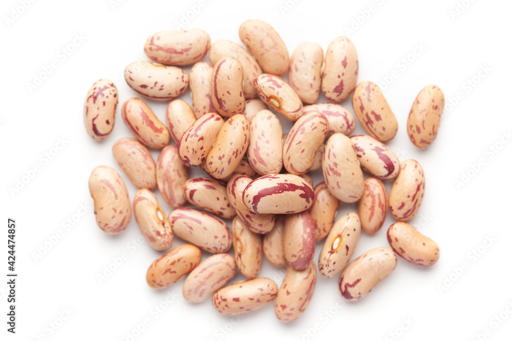 macro Close-up of Organic Lobia, ( Lobia ) or kidney beans dal cleaned on a white background. Top view macro Close-up of Organic Lobia, ( Lobia ) or kidney beans dal cleaned on a white background. Top view