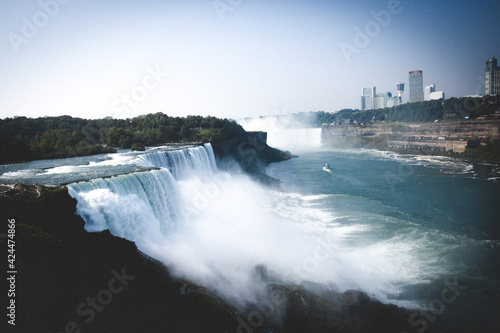 Huge and strong Niagara falls view  splash of the water