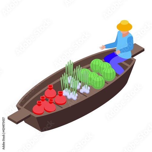 Tourist floating market icon. Isometric of Tourist floating market vector icon for web design isolated on white background