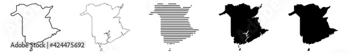New Brunswick Map Black | Province Border | Canada State | Canadian | America | Transparent Isolated | Variations