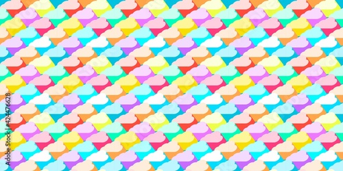 Seamless Colorful Sky Background Pattern With Clouds Vector Illustration Art