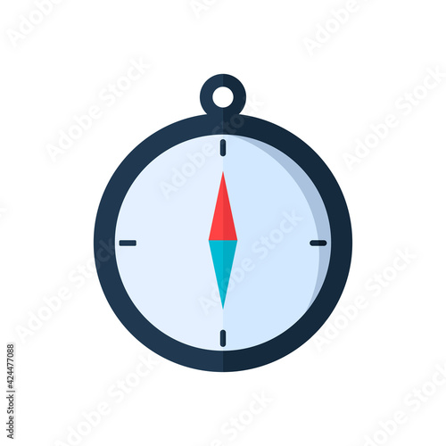 Compass isolated on white background. A tool for navigating and orienting a location. Vector illustration in flat style