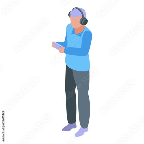 Smartphone music listen icon. Isometric of Smartphone music listen vector icon for web design isolated on white background