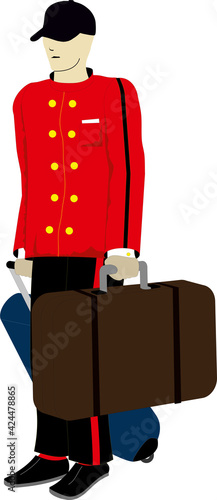 a porter with suitcases in uniform