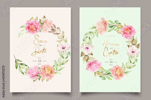 hand drawn floral wedding invitation card set © lukasdedi