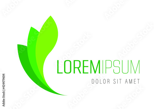 Vector logo template - green leaf or leaves. Can be used for branding for an eco, bio, organic or nature related business