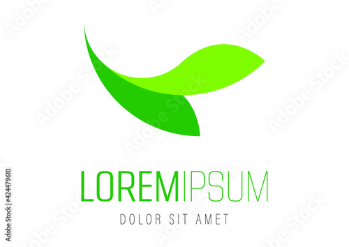 Vector logo template - green leaf or leaves. Can be used for branding for an eco, bio, organic or nature related business