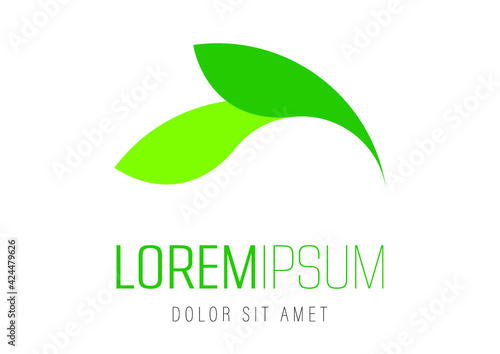 Vector logo template - green leaf or leaves. Can be used for branding for an eco, bio, organic or nature related business