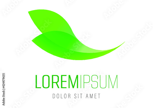 Vector logo template - green leaf or leaves. Can be used for branding for an eco, bio, organic or nature related business