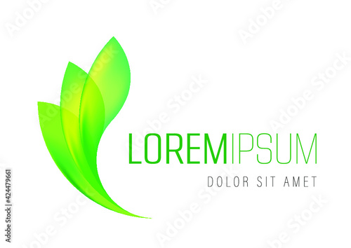 Vector logo template - green leaf or leaves. Can be used for branding for an eco, bio, organic or nature related business