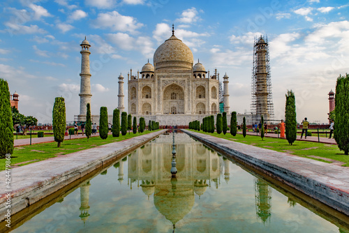 Taj Mahal with reflection on water, Agra, India