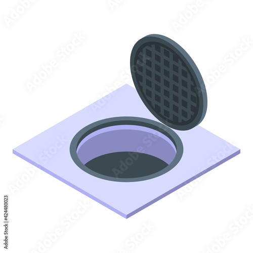Open manhole icon. Isometric of Open manhole vector icon for web design isolated on white background