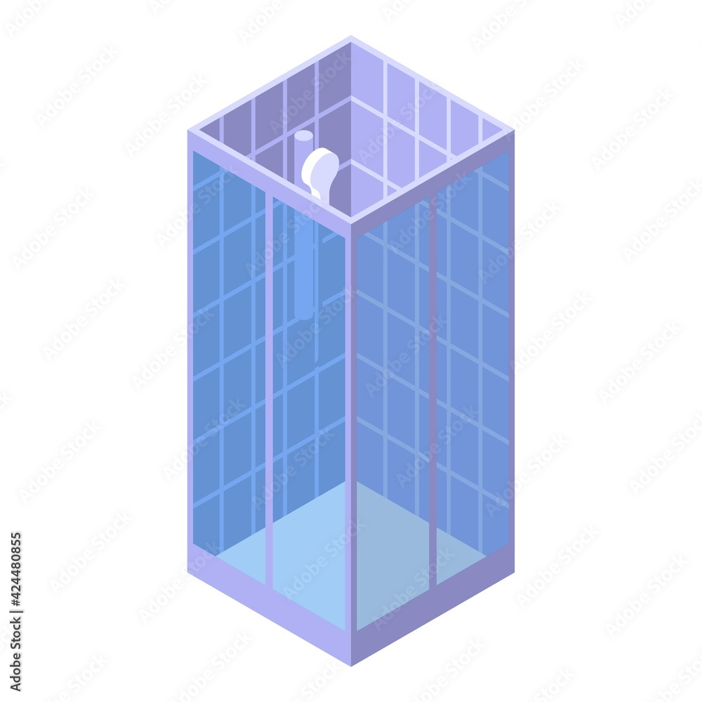 Ceramic shower stall icon. Isometric of Ceramic shower stall vector icon for web design isolated on white background Ceramic shower stall icon. Isometric of Ceramic shower stall vector icon for web design isolated on white background
