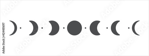 Vector lunar phase of the moon Simple circle shape design Isolated on white background.