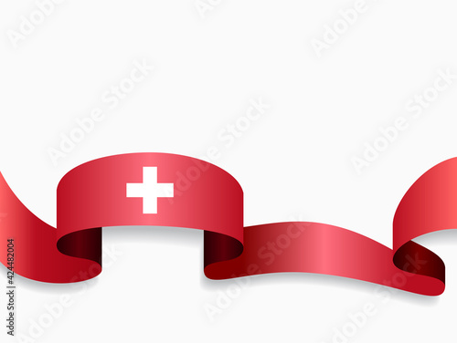 Swiss flag wavy abstract background. Vector illustration.