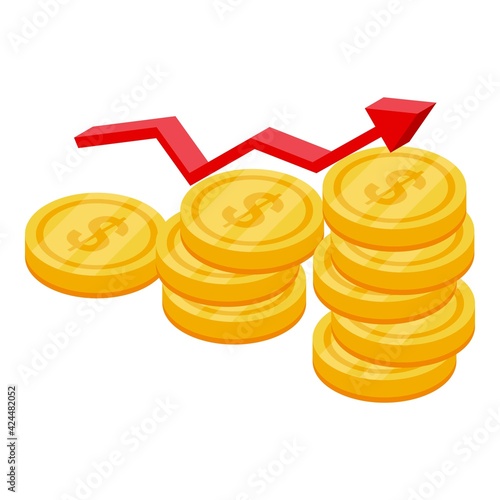 Dollar coins investments icon. Isometric of Dollar coins investments vector icon for web design isolated on white background