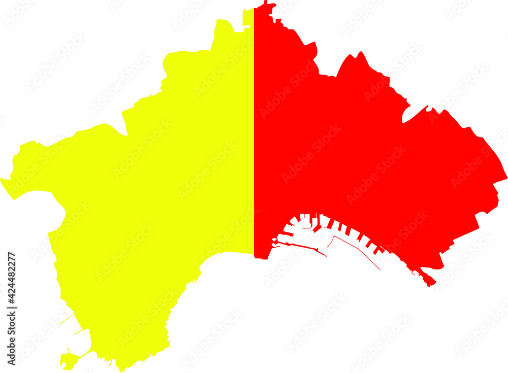 Obraz premium Simple flat flag map of Naples, Italy