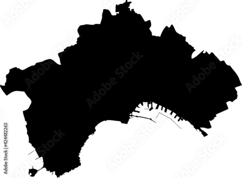Simple vector black administrative map of Naples  Italy