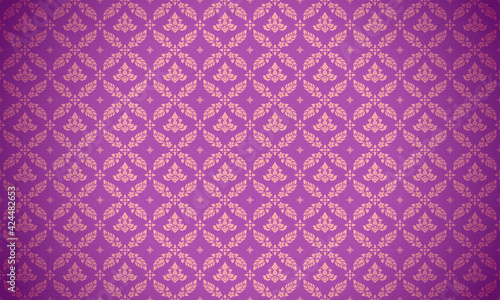 Luxury Thai pattern purple background vector illustration. lai Thai element pattern. Gold and purple theme