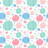 Watercolor seamless pattern with abstract shapes in a gentle hue.Baby print on white isolated background with spots and blotches.  Mixed media art. Designs for fabric, wrapping paper, textiles.