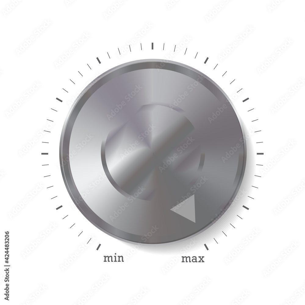 Volume button, music knob. Vector illustration isolated on white Volume button, music knob. Vector illustration isolated on white