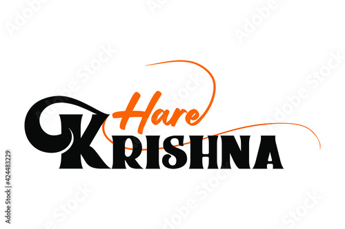 Hare Krishna vector title. Vector title design of Sri Krishna. Shree Krishna.
