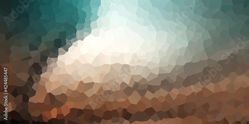 Low poly background by turquoise and brown color