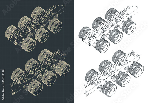 Truck suspension systems isometric drawings