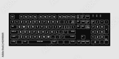 vector black pc keyboard, keyboard is very useful tool for personal computer, it is necessary to write words