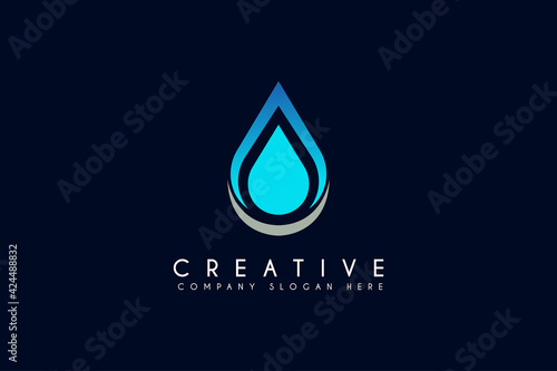 Natural essence oil logo design vector illustration. Nature oil logo isolated on blue background