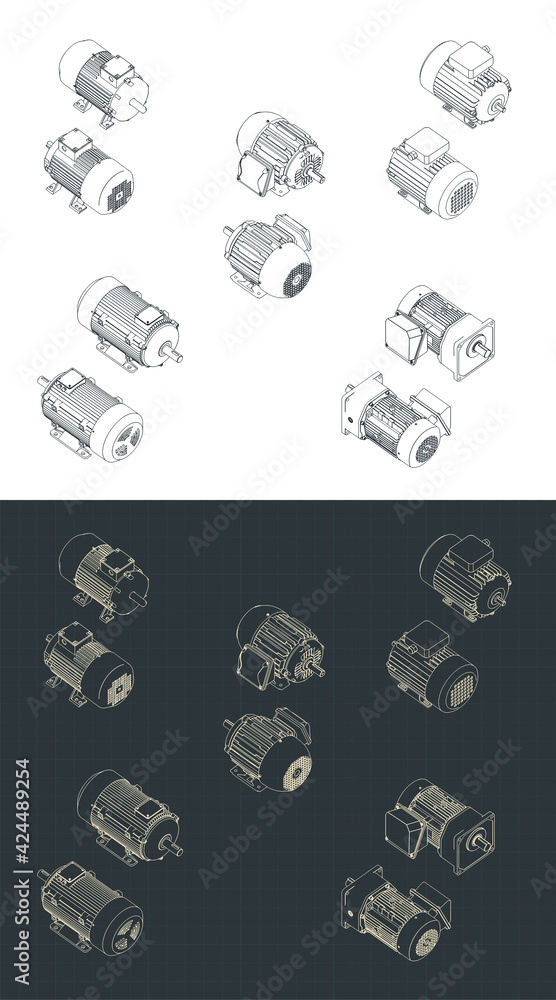 Electric motors isometric drawings Electric motors isometric drawings