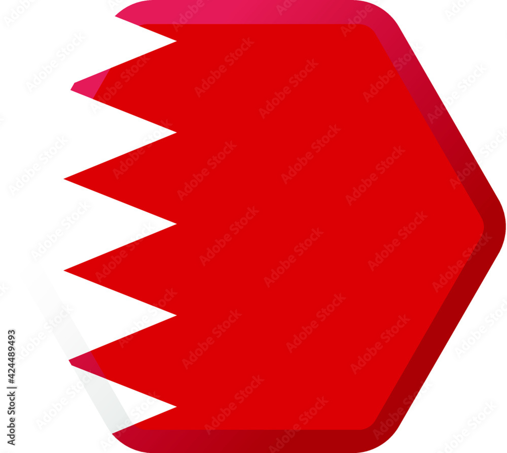 Flag of Bahrain hexagonal icon with smoothed corners, shadows and lights Flag of Bahrain hexagonal icon with smoothed corners, shadows and lights