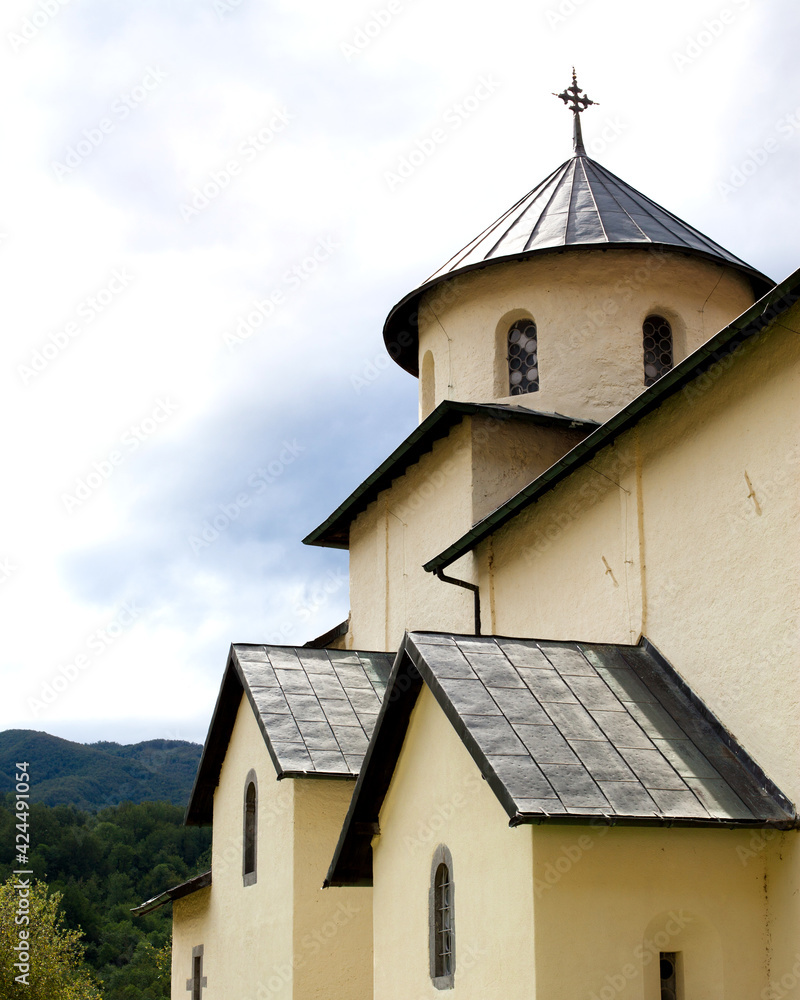Moraca monastery. Montenegro. Orthodox monastic complex.