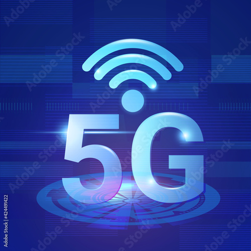 The concept of the 5G hologram network  high-speed Internet. Telecommunications wireless Internet concept.