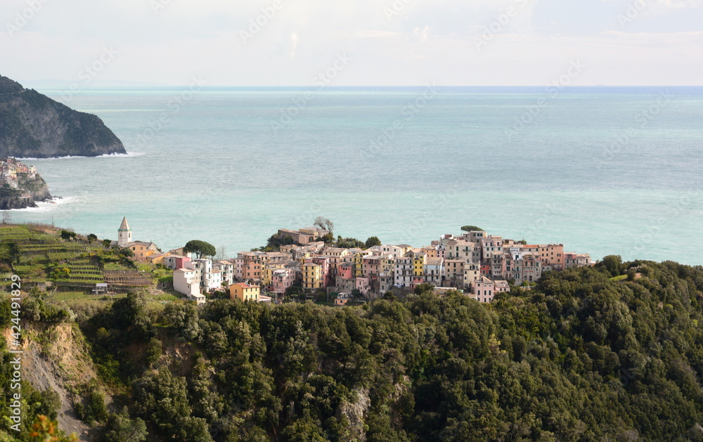 Scenic view of Corniglia. Cinque Terre national park. Liguria. Italy