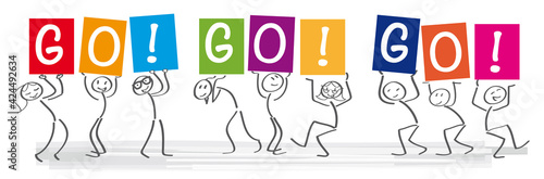 Go Go Go, lettering - text of Go motivation on colourful poster