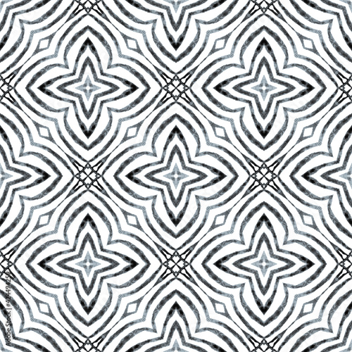 Watercolor ikat repeating tile border. Black and