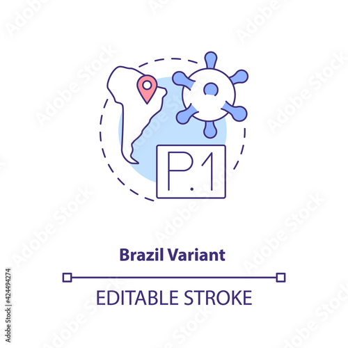 Brazil variant concept icon. New type of corona virus. Illness improving due to different conditions. Covid idea thin line illustration. Vector isolated outline RGB color drawing. Editable stroke