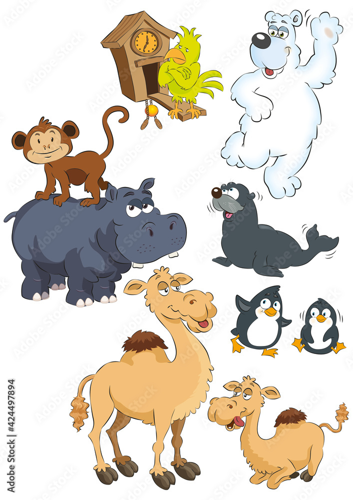 Funny Miscellaneous Animals Cartoon on White