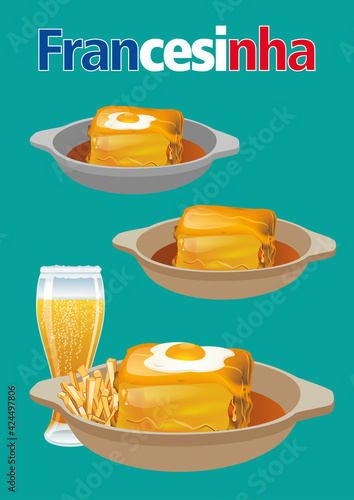 Francesinha à Moda do Porto: sanduíche originária da cidade do Porto, Portugal.