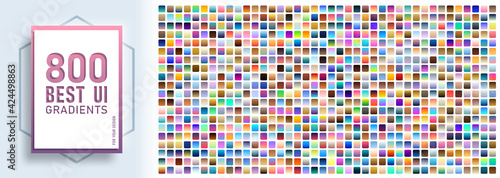 Mega set with 800 UI gradient color swatches. Color samples gradients for Web, ui and ux interface. Vector gradient backgrounds collection with trend colors.