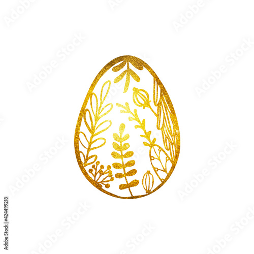 Golden Easter egg with floral decor