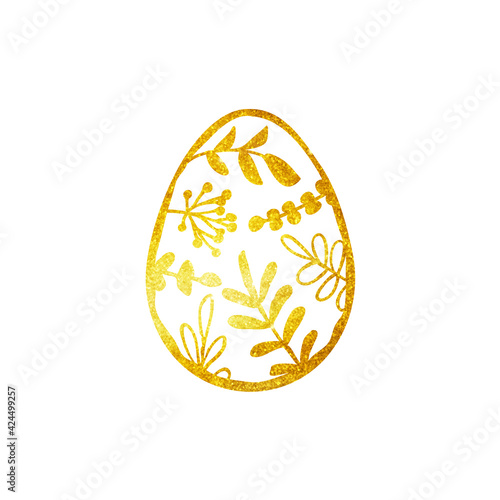 Golden Easter egg with floral decor