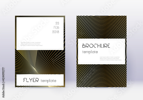 Stylish cover design template set. Gold abstract l