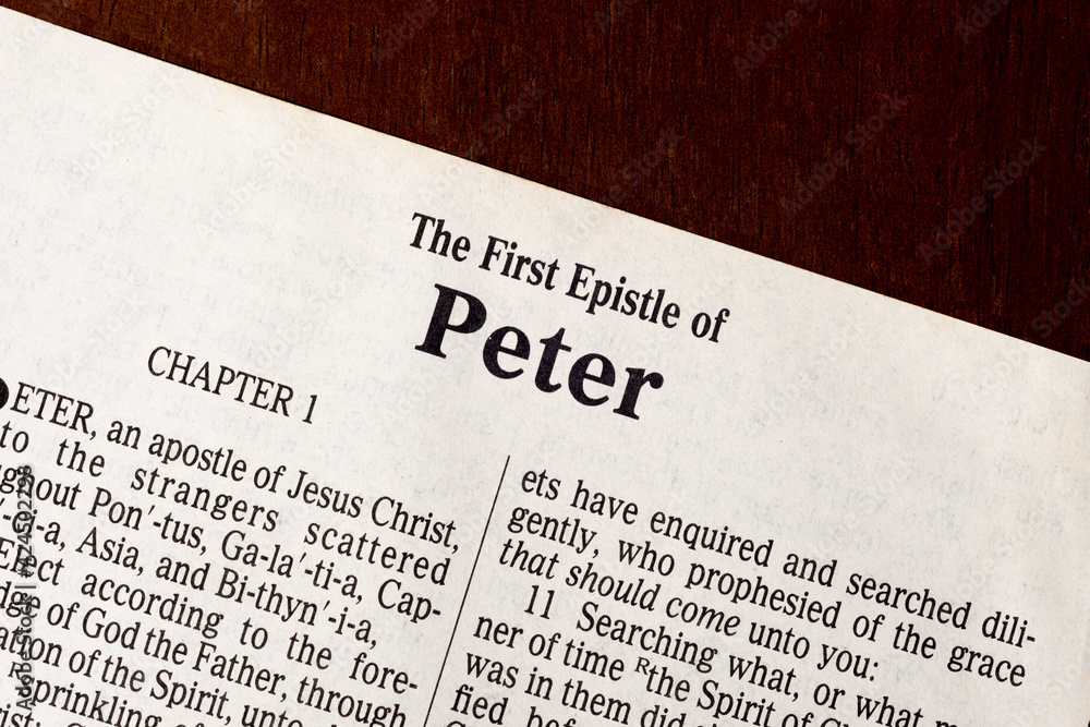 Obraz premium The Book of First Peter Title Page Close-up