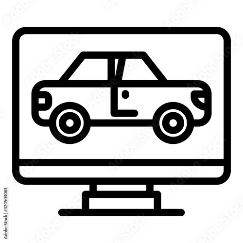 Online car showroom icon. Outline Online car showroom vector icon for web design isolated on white background