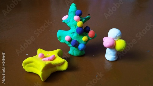 Homemade toys for the New year. Plastelin, slime photo