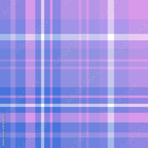 Seamless pattern in blue, pink and white colors for plaid, fabric, textile, clothes, tablecloth and other things. Vector image.