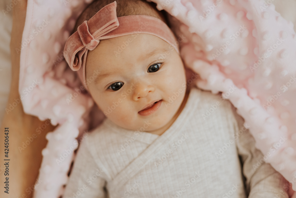 authentic portrait of a newborn baby girl