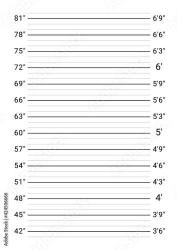 Mugshot background. Police lineup wall. Mug-shot measuring scale